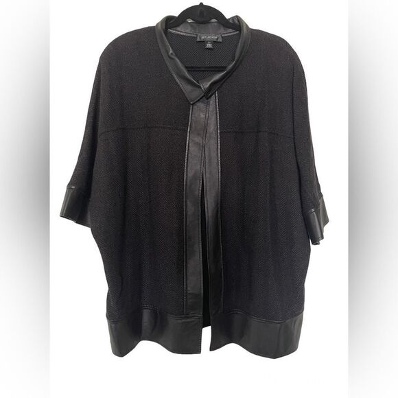 St. John | Knitted Cardigan with Leather Accents | Size Medium/ Large - Picture 1 of 10